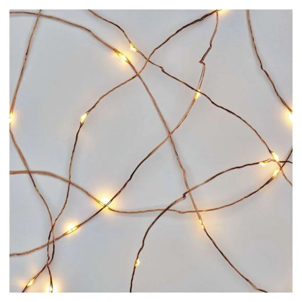 LED BOŽIČNA NANO VERIGA, 1,9 M, 2X AA, NOTRANJA, TOPLA BELA, ČASOVNIK