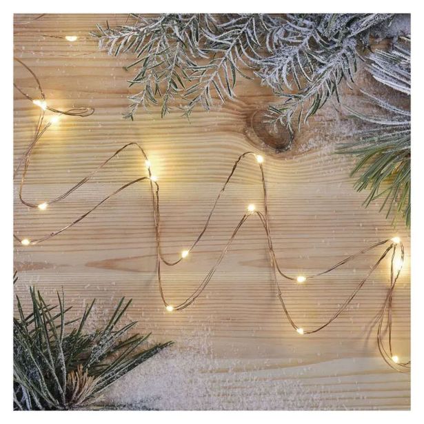 LED BOŽIČNA NANO VERIGA, 1,9 M, 2X AA, NOTRANJA, TOPLA BELA, ČASOVNIK