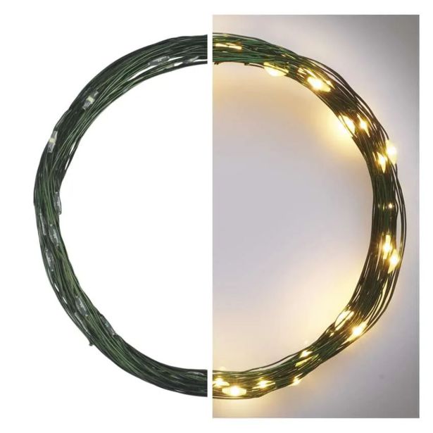 LED BOŽIČNA NANO VERIGA ZELENA, 4 M, ZUNANJA IN NOTRANJA, TOPLA BELA, ČASOVNIK