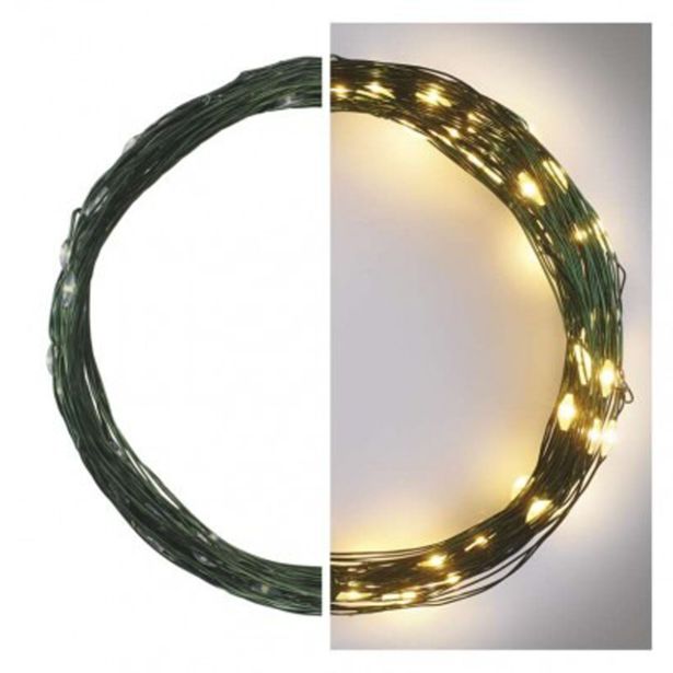 LED BOŽIČNA NANO VERIGA ZELENA, 7,5 M, ZUNANJA IN NOTRANJA, TOPLA BELA, ČASOVNIK