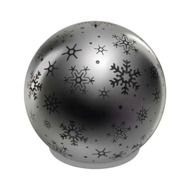 LED BOŽIČNA STEKLENA KROGLA ' SNEŽINKE, 12 CM, 3X AA, NOTRANJI, TOPLA BELA, ČASOVNIK