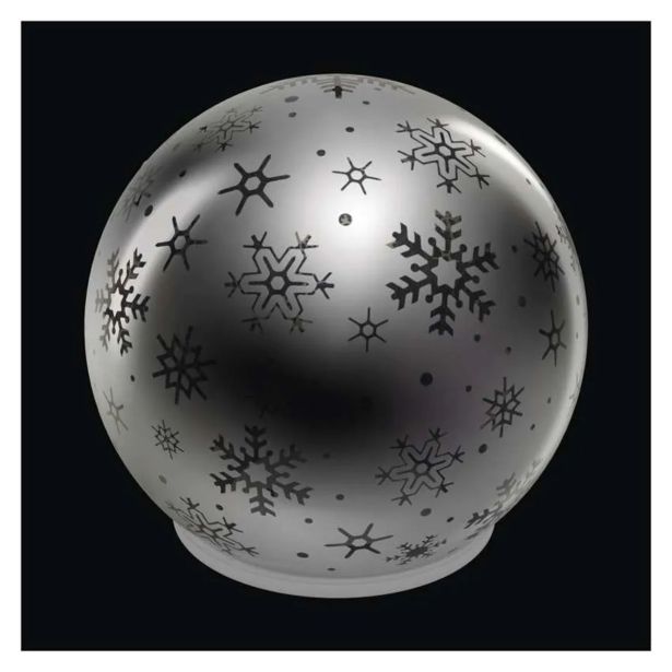 LED BOŽIČNA STEKLENA KROGLA ' SNEŽINKE, 12 CM, 3X AA, NOTRANJI, TOPLA BELA, ČASOVNIK