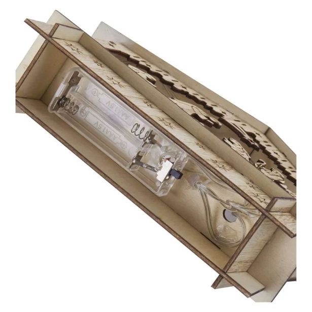LED BOŽIČNE JASLICE LESENE, 15 CM, 2X AA, NOTRANJE, TOPLA BELA, ČASOVNIK