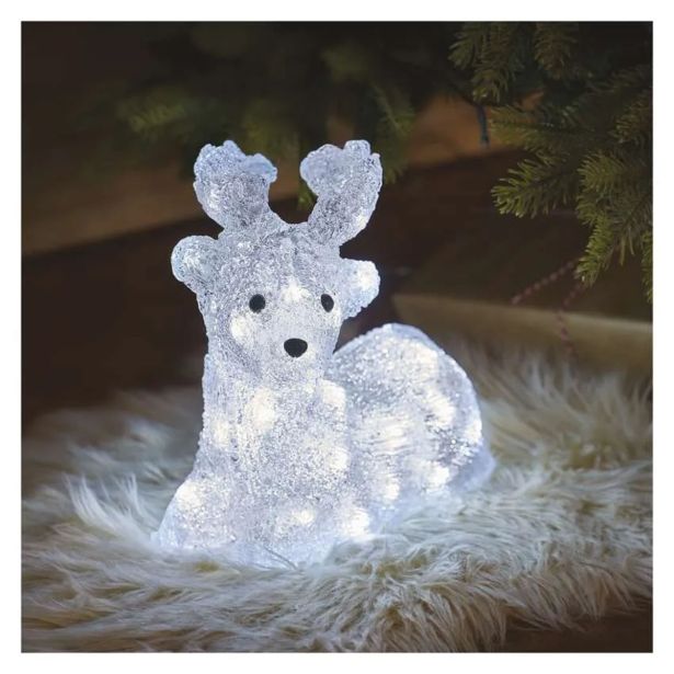 LED BOŽIČNI JELENČEK, 27 CM, ZUNANJI IN NOTRANJI, HLADNA BELA, ČASOVNIK