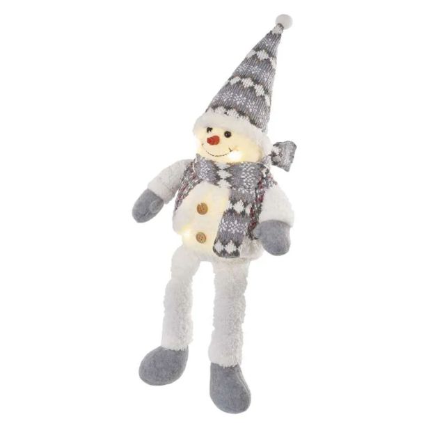 LED BOŽIČNI SNEŽAK SEDEČ, 31 CM, 3X AA, NOTRANJA, TOPLA BELA