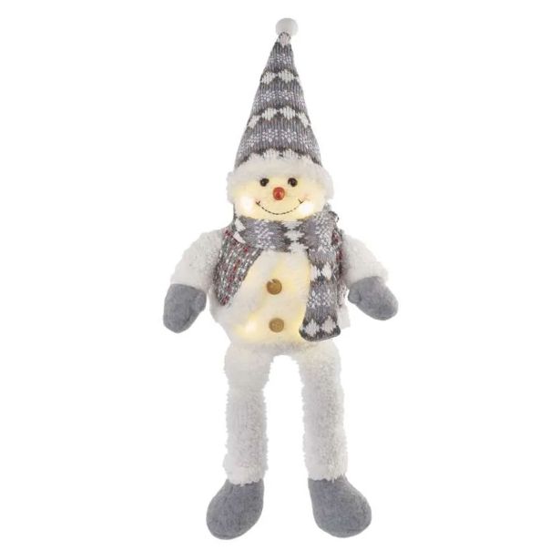 LED BOŽIČNI SNEŽAK SEDEČ, 31 CM, 3X AA, NOTRANJA, TOPLA BELA