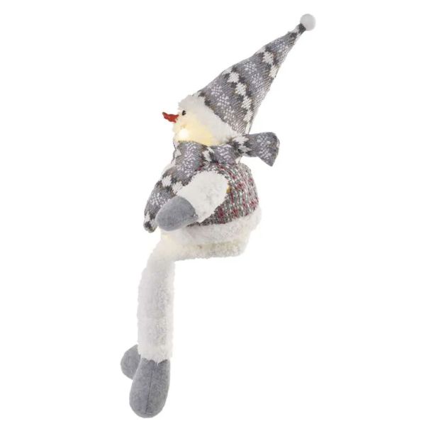 LED BOŽIČNI SNEŽAK SEDEČ, 31 CM, 3X AA, NOTRANJA, TOPLA BELA