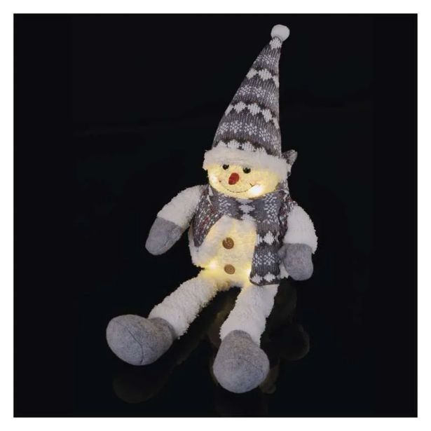LED BOŽIČNI SNEŽAK SEDEČ, 31 CM, 3X AA, NOTRANJA, TOPLA BELA