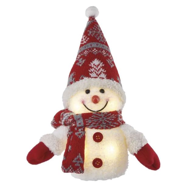LED BOŽIČNI SNEŽAK SVETLEČ, 25 CM, 3X AAA, NOTRANJA, TOPLA BELA