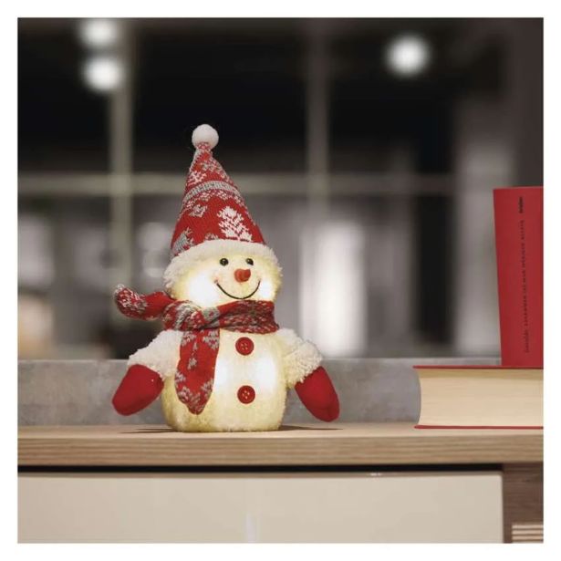 LED BOŽIČNI SNEŽAK SVETLEČ, 25 CM, 3X AAA, NOTRANJA, TOPLA BELA