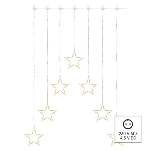 LED BOŽIČNI ZASTOR ' 7 ZVEZDIC, 67X125 CM, NOTRANJI, TOPLA BELA