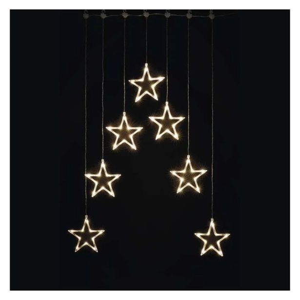 LED BOŽIČNI ZASTOR ' 7 ZVEZDIC, 67X125 CM, NOTRANJI, TOPLA BELA