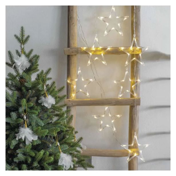 LED BOŽIČNI ZASTOR ' 7 ZVEZDIC, 67X125 CM, NOTRANJI, TOPLA BELA