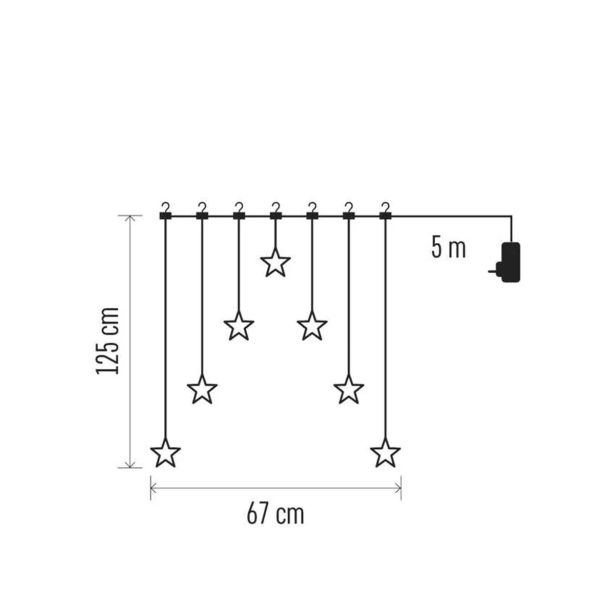LED BOŽIČNI ZASTOR ' 7 ZVEZDIC, 67X125 CM, NOTRANJI, TOPLA BELA