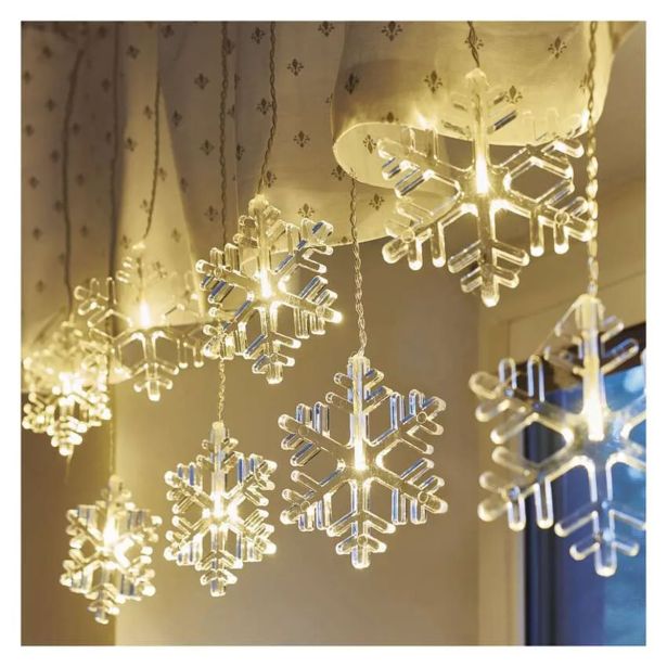 LED BOŽIČNI ZASTOR ' SNEŽINKE, 84 CM, NOTRANJI, TOPLA BELA