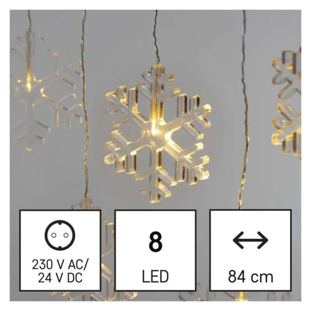 LED BOŽIČNI ZASTOR ' SNEŽINKE, 84 CM, NOTRANJI, TOPLA BELA