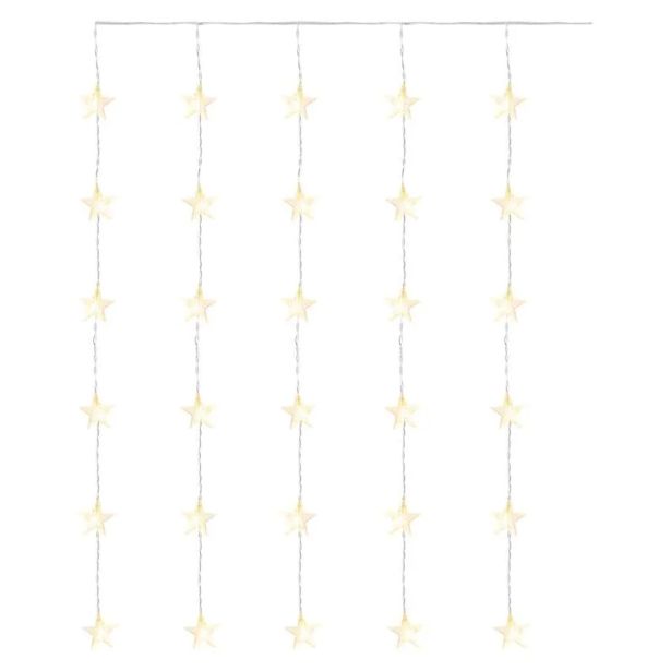LED BOŽIČNI ZASTOR ' ZVEZDE, 120X90 CM, NOTRANJI, TOPLA BELA, ČASOVNIK