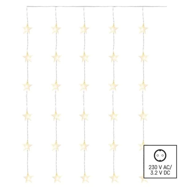LED BOŽIČNI ZASTOR ' ZVEZDE, 120X90 CM, NOTRANJI, TOPLA BELA, ČASOVNIK