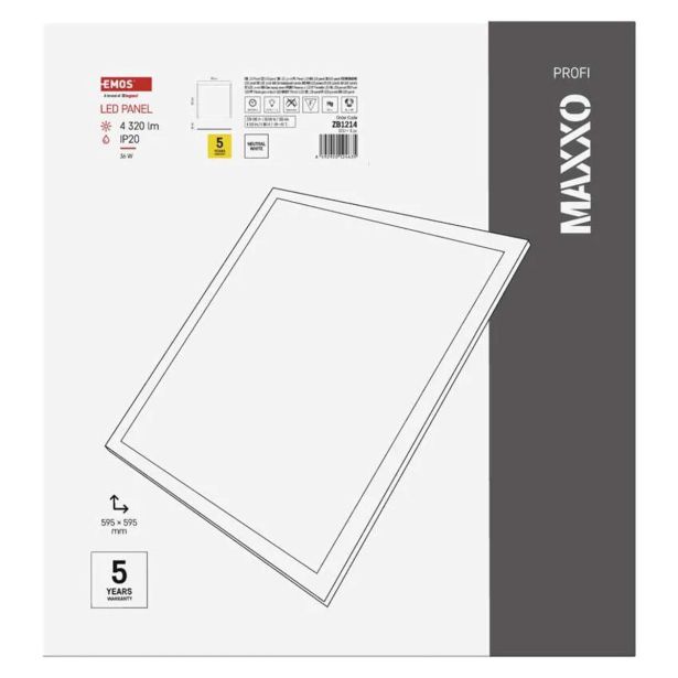 LED PANEL EMOS MAXXO 60X60 36W IP20 NW