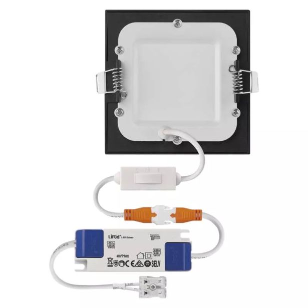 LED PANEL EMOS NEXXO 7W CCT, ČRNI KVADRATNI VGRADNI