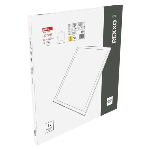 LED PANEL EMOS REXXO BACKLIT 60X60 KVADRATNI,BEL, 36W NW