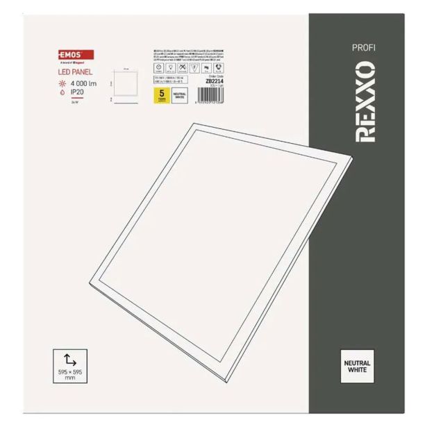 LED PANEL EMOS REXXO BACKLIT 60X60 KVADRATNI,BEL, 36W NW