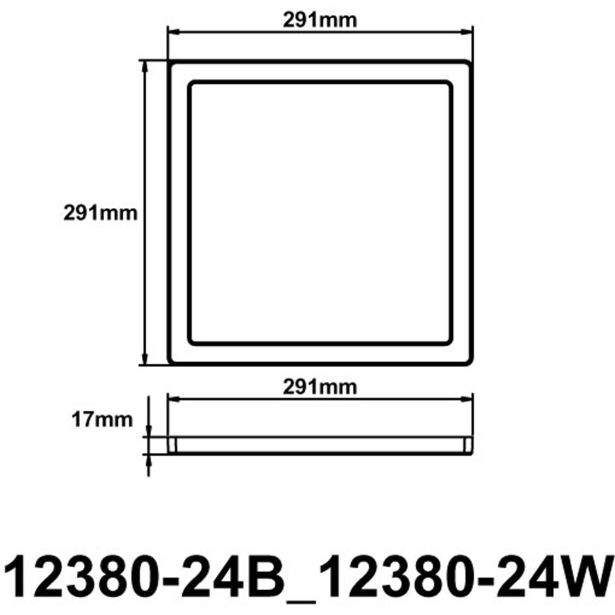 LED PANEL LASSE 24W KVADRATNI 291X291 MM ČRNI