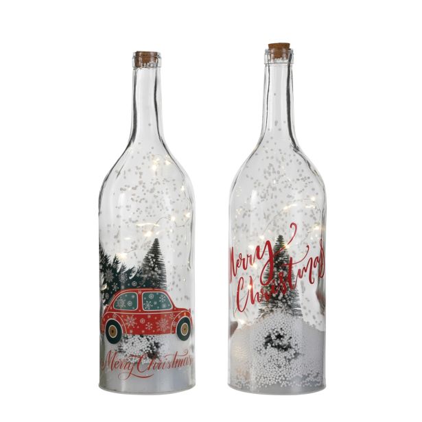 DEKORATIVNA LED STEKLENICA Z EFEKTOM SNEŽENJA IN GLASBO 43 CM