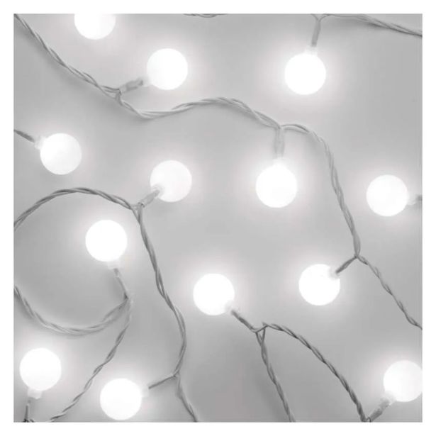 LED SVETLOBNA CHERRY VERIGA ' KROGLICE 2,5 CM, 4 M, ZUN. IN NOTR., HLADNA BELA, ČASOVNIK