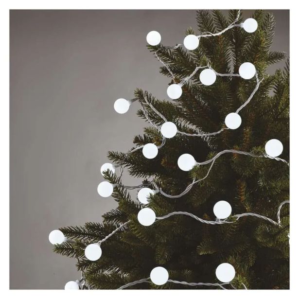 LED SVETLOBNA CHERRY VERIGA ' KROGLICE 2,5 CM, 4 M, ZUN. IN NOTR., HLADNA BELA, ČASOVNIK