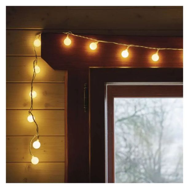LED SVETLOBNA CHERRY VERIGA ' KROGLICE 2,5 CM, 4 M, ZUN. IN NOTR., TOPLA BELA, ČASOVNIK