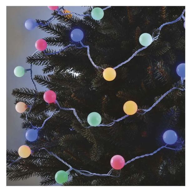 LED SVETLOBNA CHERRY VERIGA ' KROGLICE 2,5 CM, 4 M, ZUN. IN NOTR., VEČBARVNA, ČASOVNIK