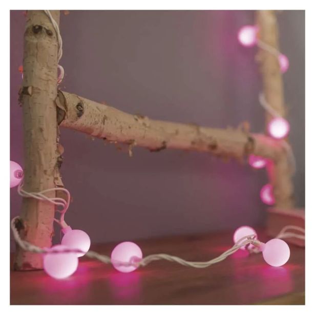LED SVETLOBNA CHERRY VERIGA ' KROGLICE 2,5 CM, 4 M, ZUNANJA IN NOTRANJA, ROŽNATA, ČASOVNIK