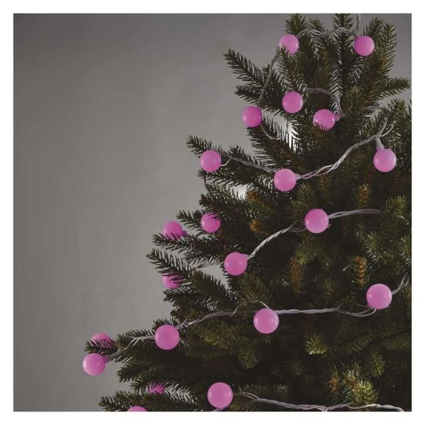 LED SVETLOBNA CHERRY VERIGA ' KROGLICE 2,5 CM, 4 M, ZUNANJA IN NOTRANJA, ROŽNATA, ČASOVNIK