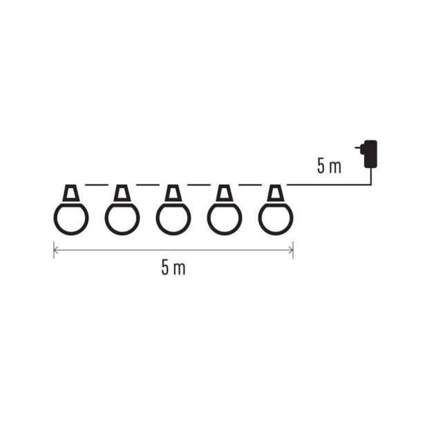 LED SVETLOBNA VERIGA ' 10X PARTY LUČKE MLEČNE, 5 M, ZUNANJA IN NOTRANJA, TOPLA BELA