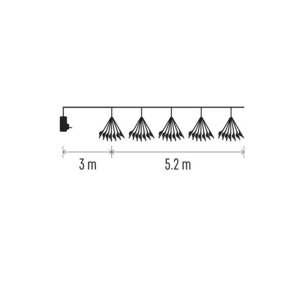 LED SVETLOBNA VERIGA ' SVETLEČE CVETLICE, NANO, 5,2 M, NOTRANJA, TOPLA BELA, ČASOVNIK
