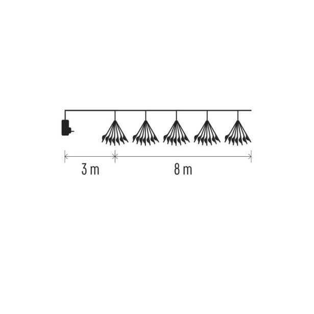 LED SVETLOBNA VERIGA ' SVETLEČE CVETLICE, NANO, 8 M, NOTRANJA, TOPLA BELA, ČASOVNIK