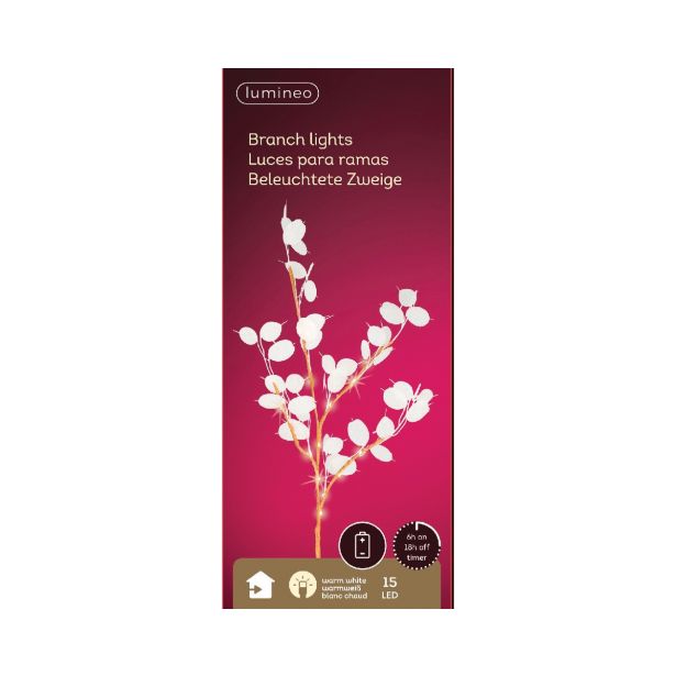 LUČKE LED VEJA CEKINČKI 75 CM 15 L BELA 2X AA