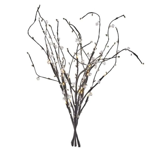 LED VEJA Z BISERI, 60 CM, 3X AA, NOTRANJA, TOPLA BELA, ČASOVNIK