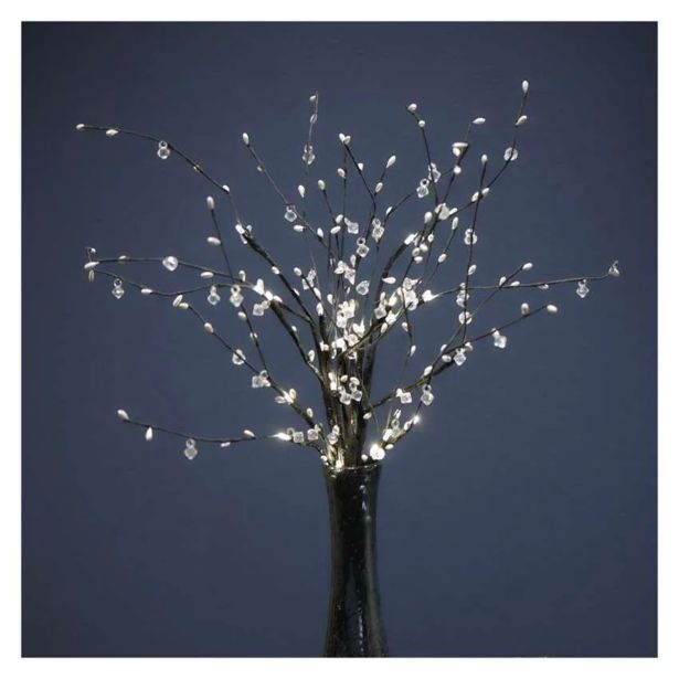 LED VEJA Z BISERI, 60 CM, 3X AA, NOTRANJA, TOPLA BELA, ČASOVNIK