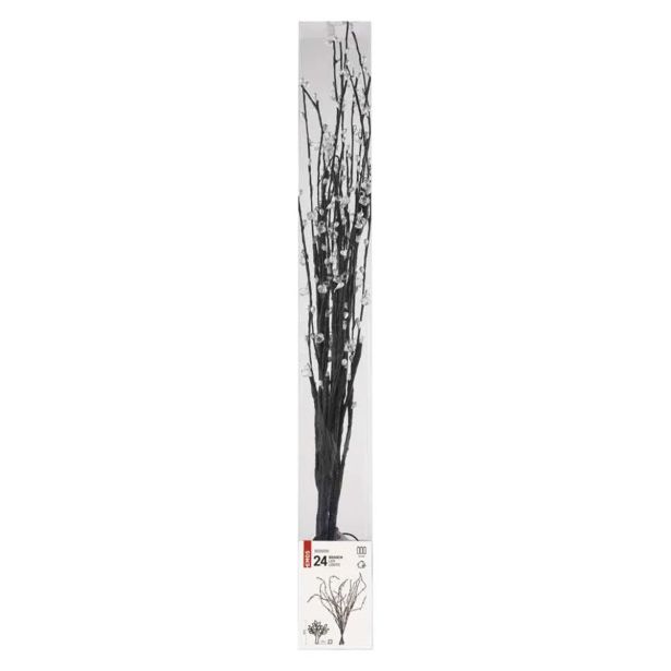 LED VEJA Z BISERI, 60 CM, 3X AA, NOTRANJA, TOPLA BELA, ČASOVNIK