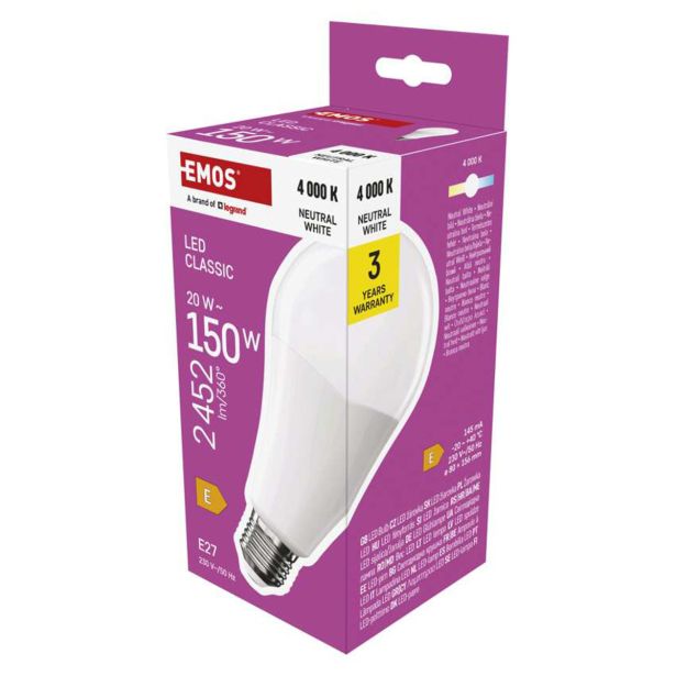 LED ŽARNICA CLASSIC A80 / E27 / 20 W (150 W) / 2452 LM / NEVTRALNA BELA
