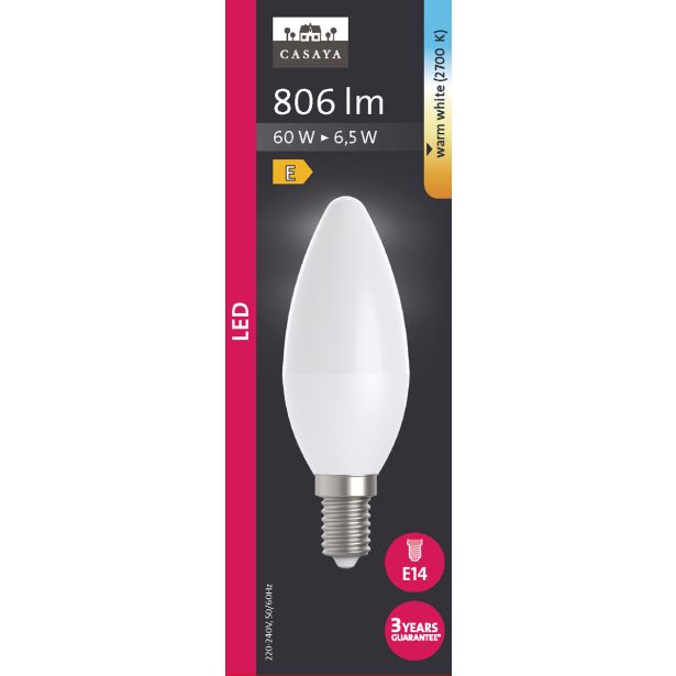 LED ŽARNICA E14 CASAYA KERAMIČNA SVEČASTA C37 6.5 W 806LM 2700K