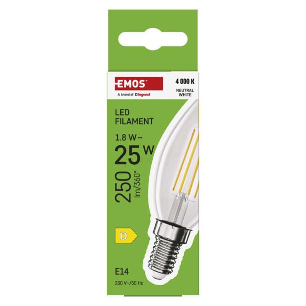 LED ŽARNICA E14 EMOS FLM CANDLE 1.8W 250LM NW