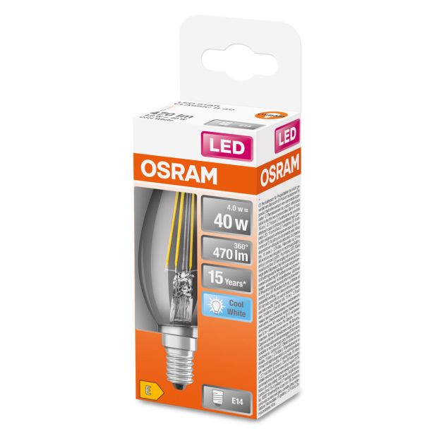 LED ŽARNICA E14 OSRAM CLB40 4W/840, BISTRA STAR, FILAMENT