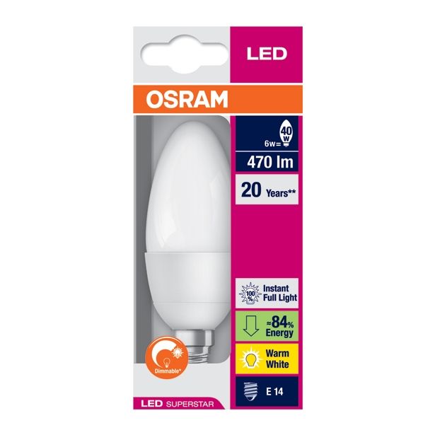 LED ŽARNICA E14 OSRAM SST CLB40 6W/827 ADV 240V MAT ZATEMNILNA BL1