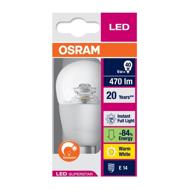 LED ŽARNICA E14 OSRAM SST CLP40 6W/827 ADV 240V PROZ ZATEMNILNA BL1