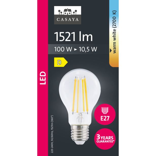 LED ŽARNICA E27 CASAYA KLASIČNA A60 10.5W 1521LM 2700K