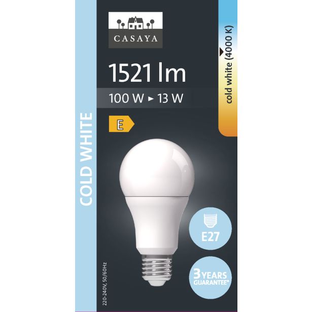 LED ŽARNICA E27 CASAYA KLASIČNA A60 13W 1521LM 4000K