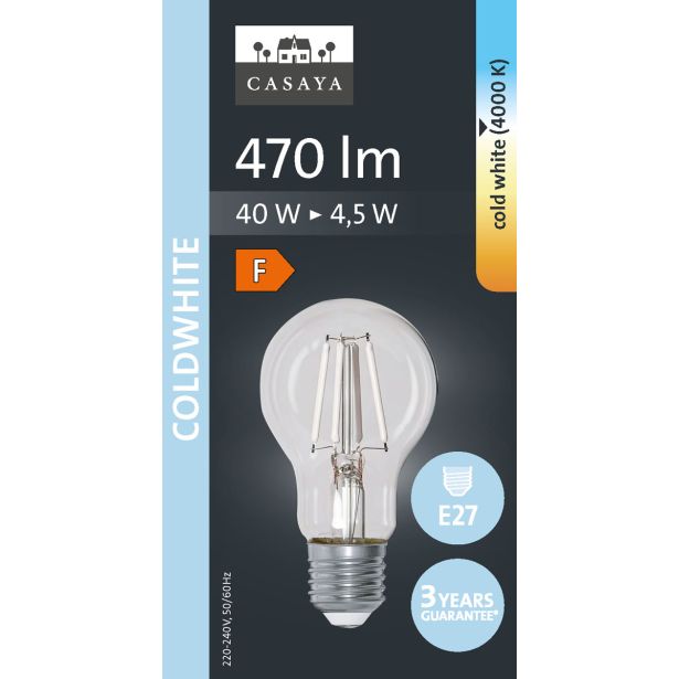 LED ŽARNICA E27 CASAYA KLASIČNA A60 4.5W 470LM 4000K